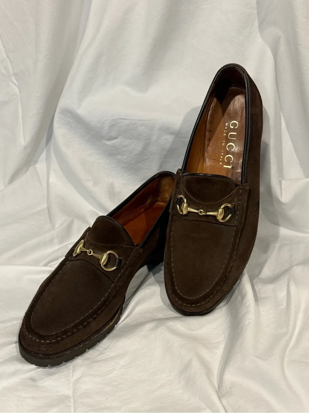 Gucci Dark Brown Suede Horsebit Loafers